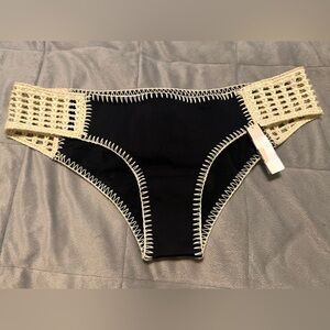 Victoria's Secret Black and Cream Bikini Bottom